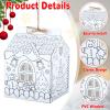 24 Set Gingerbread Paper Coloring Houses DIY Craft Color Your Own Cardboard House Personalize a Cardboard House Christmas Holiday Party Favor Gifts for Classroom Home 5.31x4.33x4.33In (White) view 3