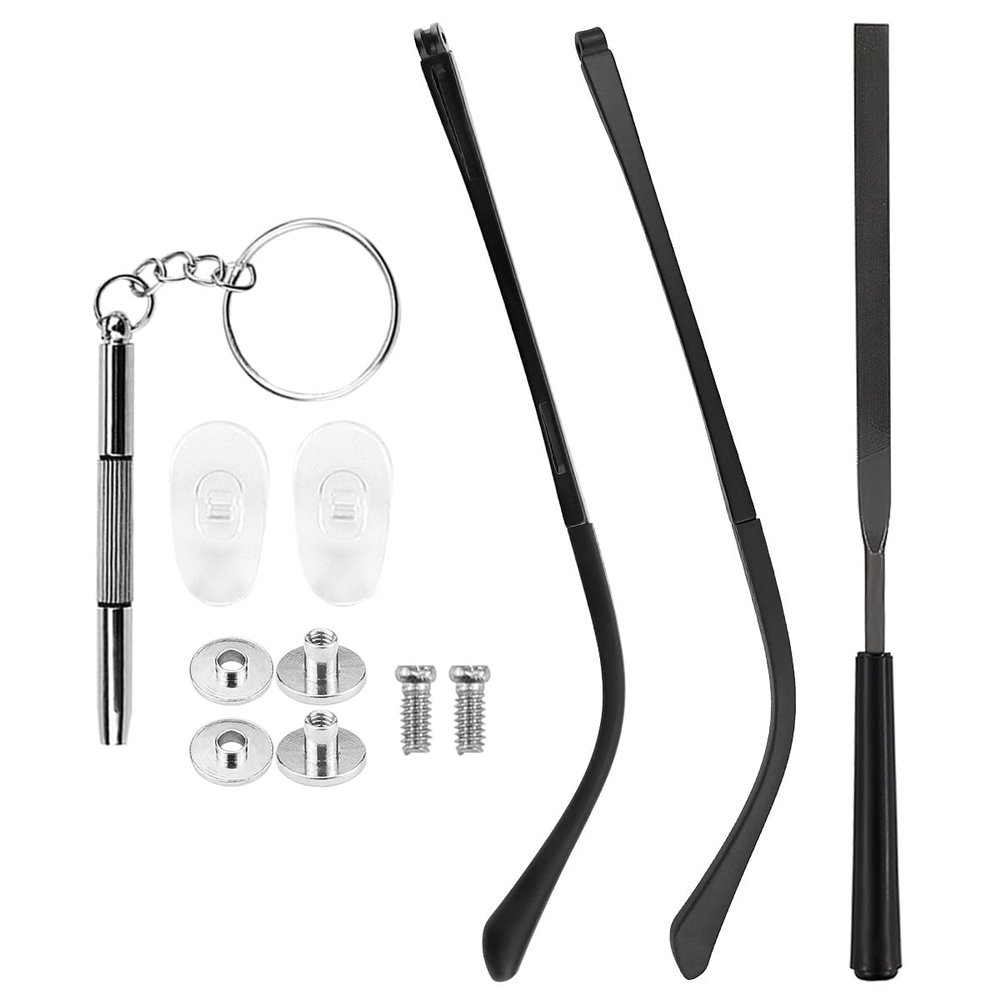 1 Pair Metal Glasses Replacement Arms Kit with Screwdriver Eyeglasses Temple Legs, Screws, and Washers - Ideal for Eyeglasses and Sunglasses