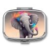 Pill Box with Mirror Animal Cartoon Elephant Pill Case 2 Compartment Personal Pill Organizers for Pocket Purse Portable Travel Pillbox Medicine Planner for Vitamin Fish Oil view 1