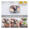 Pill Box with Mirror Animal Cartoon Elephant Pill Case 2 Compartment Personal Pill Organizers for Pocket Purse Portable Travel Pillbox Medicine Planner for Vitamin Fish Oil view 3