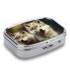 Pill Box with Mirror Cute Wolf Pill Case 2 Compartment Personal Pill Organizers for Pocket Purse Portable Travel Pillbox Medicine Planner for Vitamin Fish Oil view 4