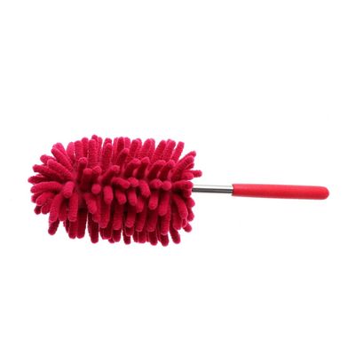 COLLBATH Chenille Microfiber Duster with Telescopic Handle Flexible Reach Tool for Dusting Ceiling Fans Blinds and Furniture Red Traps Dust Easy to Clean Non-Slip Grip