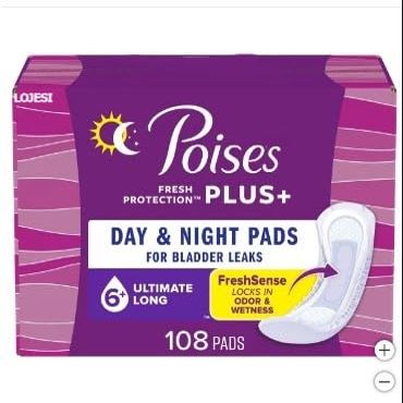 Poise's Protection Plus Incontinence Pads, Ultimate Absorbency Long, 108-count