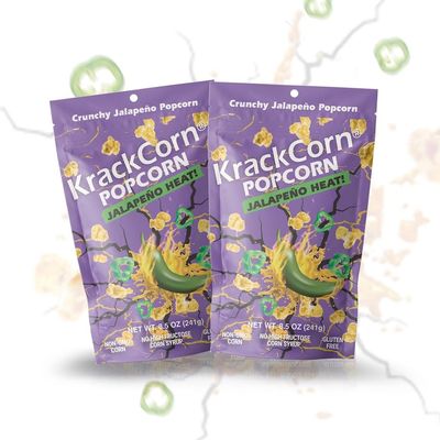 KrackCorn Jalapeno Popcorn - Gluten-Free, Non-GMO Caramel Flavored Popcorn, Sweet and Salty Corn Gourmet Snack - Delicious Treat for Family Parties, Movie Nights - 8.5 oz, Pack of 2