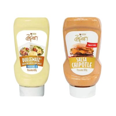 Zafran Salsa DulceMaiz 400gr y Salsa Chipotle 380gr (2 Pack) salsa chipotle zafran, salsa de maiz dulce zafran, salsa de maiz dulce colombiana, salsa zafran