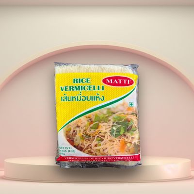 Matti Thai Rice Vermicelli 16 Oz. (1LB) 454g |Thai Rice Noodles|