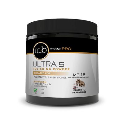 MB Stone MB-18 Ultra 5 PROFESSIONAL Polishing Powder for Marble, Travertine, Onyx, Limestone & all Calcite Stones, 1 lb