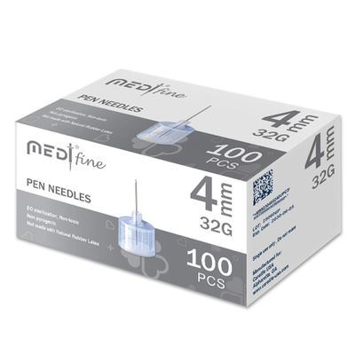 Medt Fine Insulin Pen Needles 32G 4mm - Ultra-Fine, Diabetic Pen Needles Designed for Comfort, Universal Fit for Most Pen-Style Devices, Sterile Single-Use Pen Tips, 100 Count (Pack of 1)