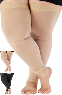 ABSOLUTE SUPPORT 7XL Extra Large Compression Thigh High Socks for Women and Men 20-30mmHg - Wide Unisex Over the Knee Footless Compression Stockings for Pregnancy, Nursing, Airplane - Beige, 7X-Large