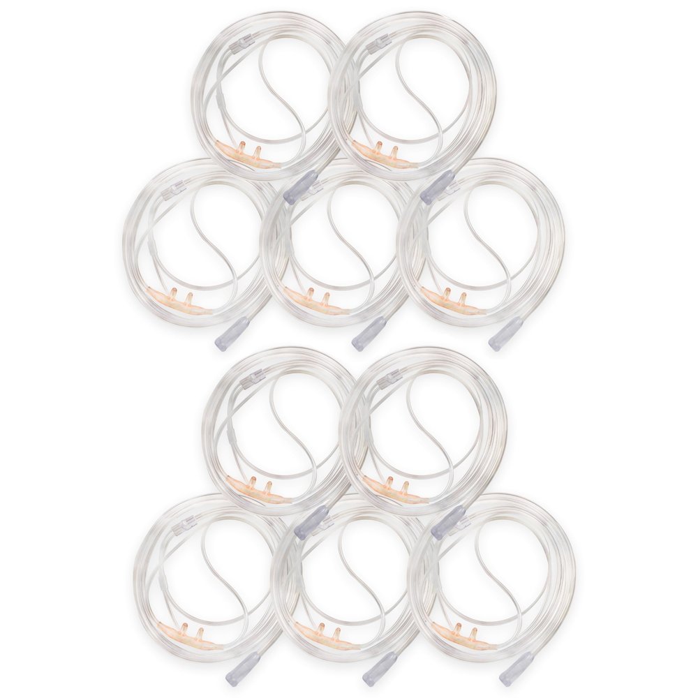 JWYN 10pk 7Ft Adult Oxygen Nasal Cannula, Salter Style, Trumpet Connector