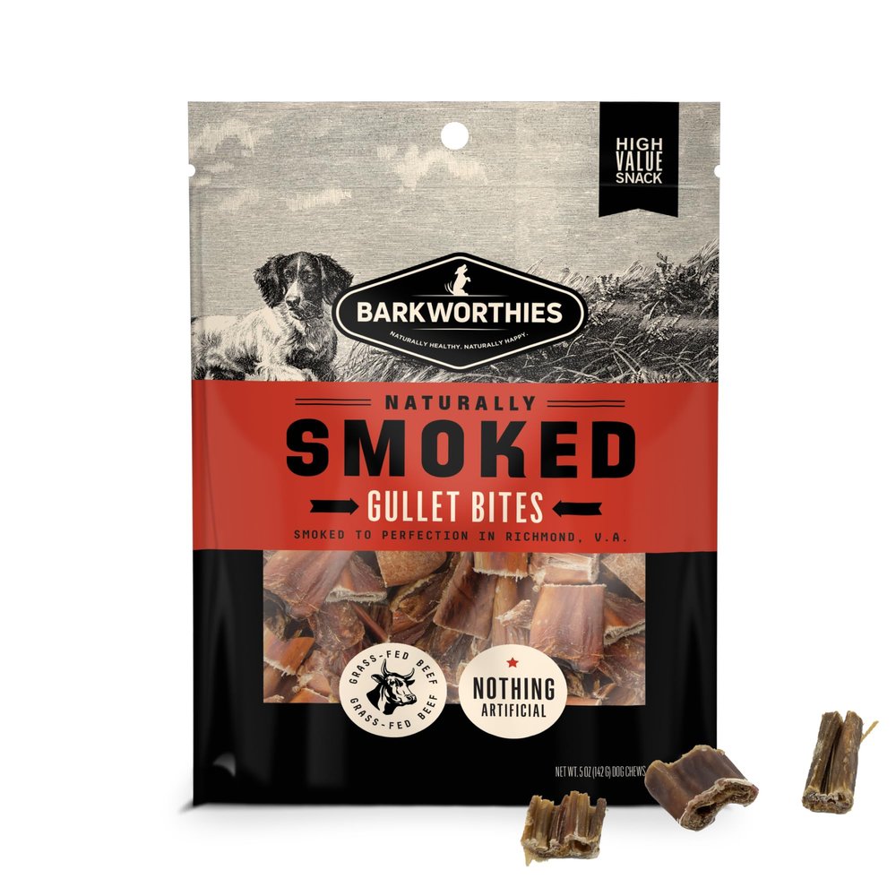 Barkworthies Smoked Gullet Bites for Dogs, 5oz (Pack of 1) - High-Protein, All-Natural Beef Gullet Bites Dog Chews - Highly Digestible Training Treats