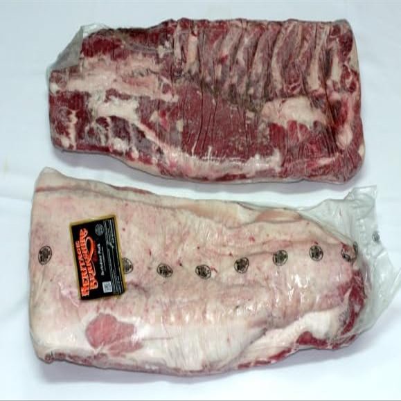 Heritage Berkshire Pork, American Kurobuta, Single Rib Belly, 3 Pieces, 9 lbs Each, 27 lbs Total