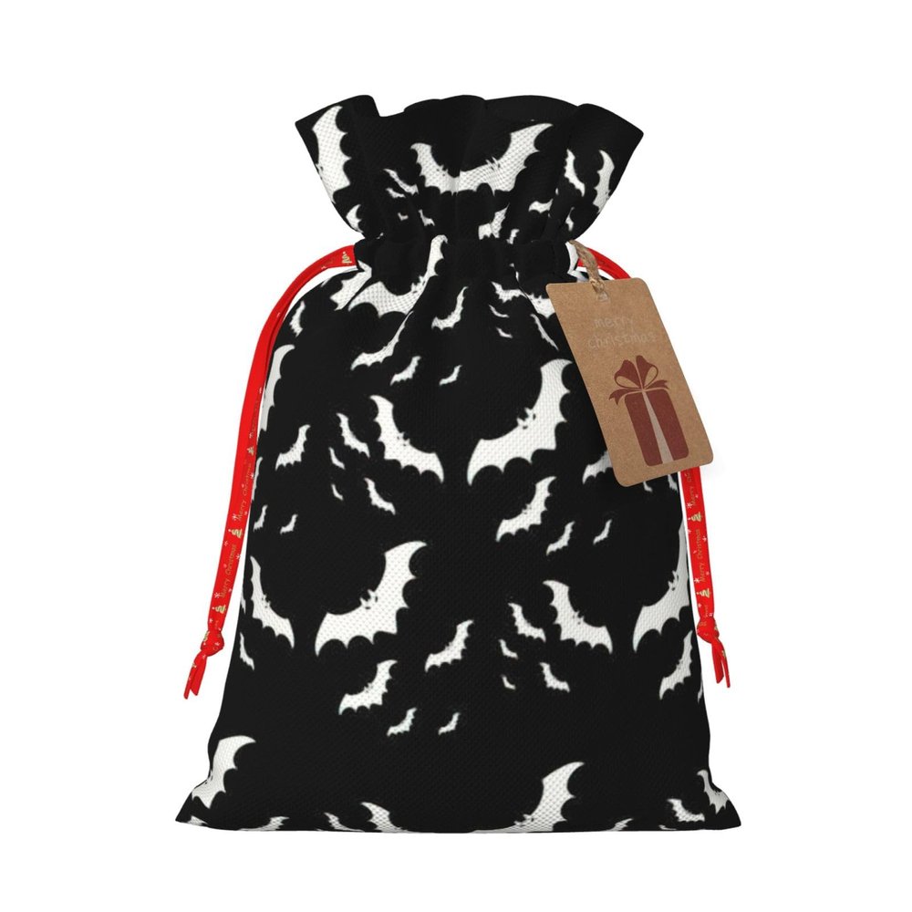 WANGXUEE Halloween Flying Bats Print Drawstring Bags Packing Storage Linen Jewelry Pouches Sacks Party Supplies