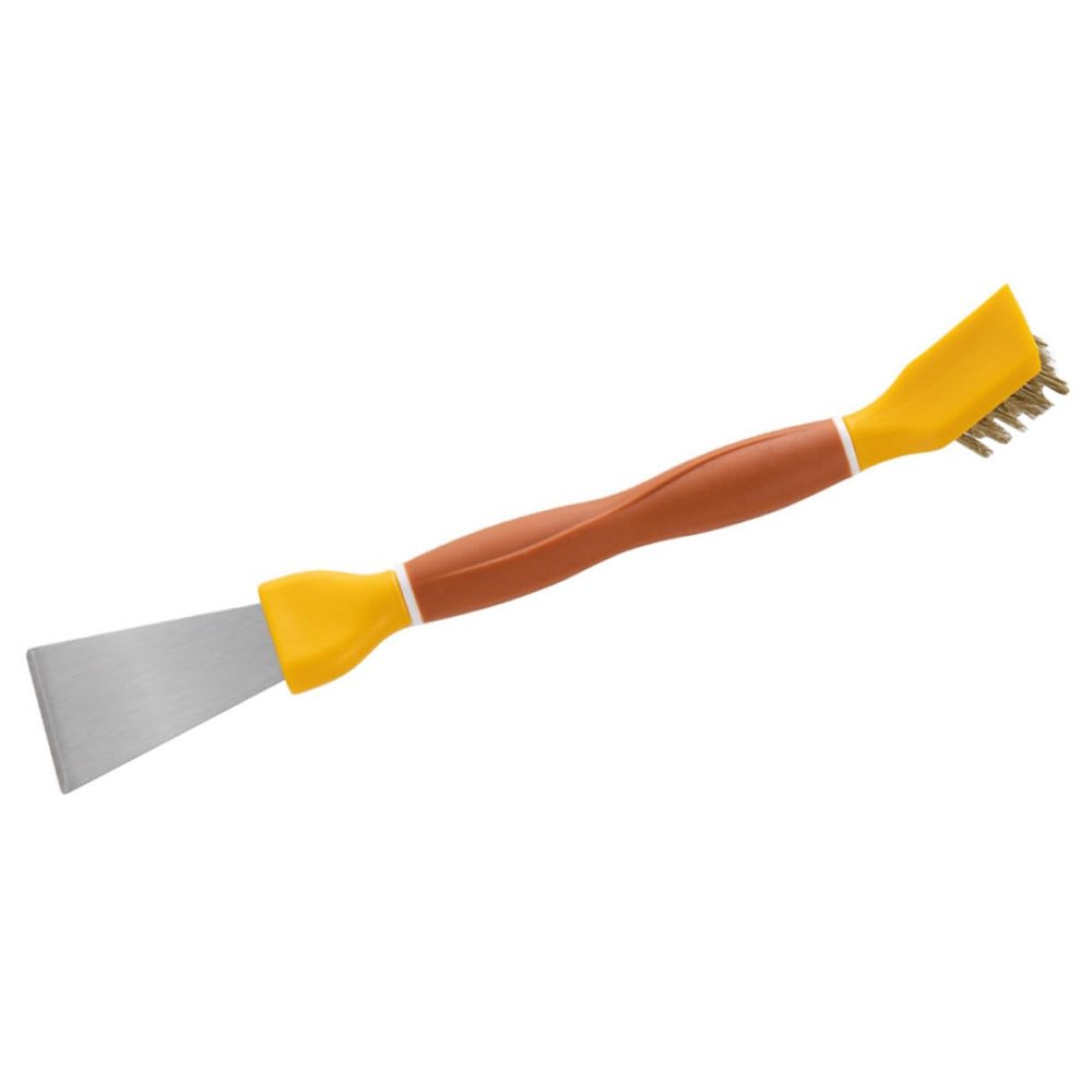 Ipetboom Multi-Function Double Head Kitchen Cleaning Tool Stainless Steel Scraper for Gas Stoves Refrigerator Frost Removal and Reach Crevices Essential Detail Cleaning Brush