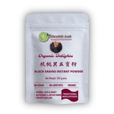 Health Lab Organic Black Grains Instant Powder, 2 Packs (100g*2), No Sugar, No Additives, Hair Nourishment, Antioxidant
