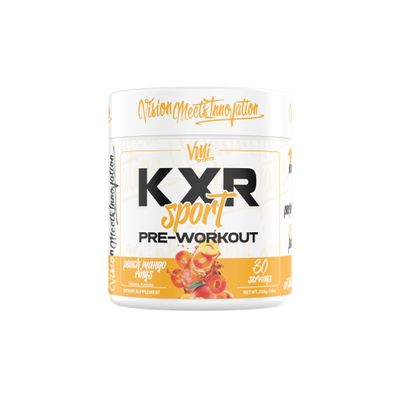 VMI Sports KXR Sport Pre-Workout Powder | Energy  Performance  Focus and Pumps | Maximum Absorption Formula | Great Taste for Men & Women | 30 Servings (30 Servings, Peach Mango Rings)