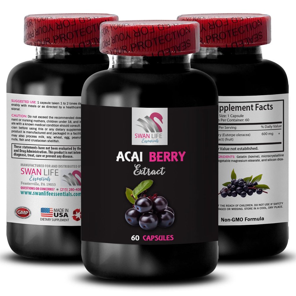 Acai Energizer - ACAI Berry Extract - Natural Wellness Support, Acai for Energy, Antioxidant Wellness Blend, Superfruit Hydration, Acai Wellness Formula, Total Hydration Support 1 Bottle 60 Capsules
