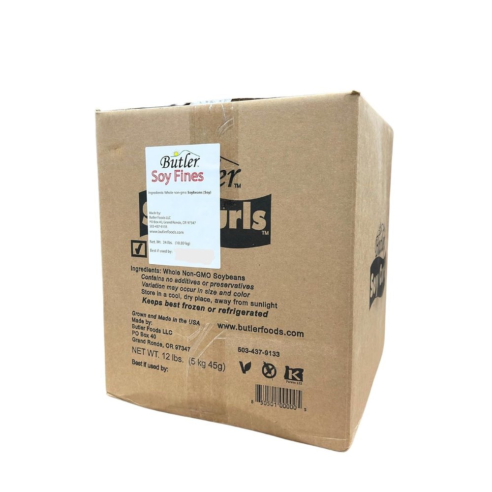 Butler Soy Fines, aka 'Fine Minced Soy Curls', Non-GMO Meat Alternative, 100% Whole Soybeans, High Protein, Gluten-Free, 24 lb