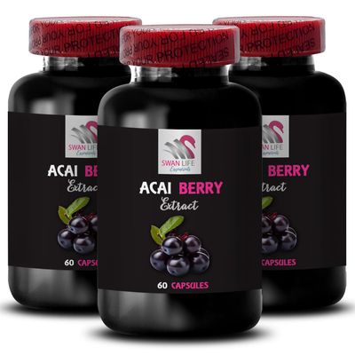 Acai for General Wellness - ACAI Berry Extract - Antioxidant Strength, Acai Boost Blend, Wellness Recharge, Daily Antioxidant Boost, Acai Berry Energy Formula, Daily Energy Support 3 Bottles 180 Caps