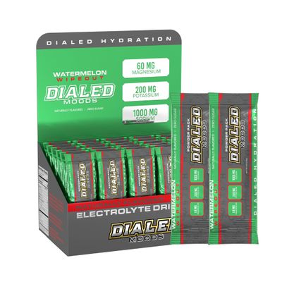 DIALED MOODS Electrolyte Powder - Watermelon Wipeout  Electrolyte Hydration Powder Packs, Sugar-Free Hydration for Athletes, Keto, Vegan, Boost Energy & Endurance, Convenient, 30 Single Serve Packs