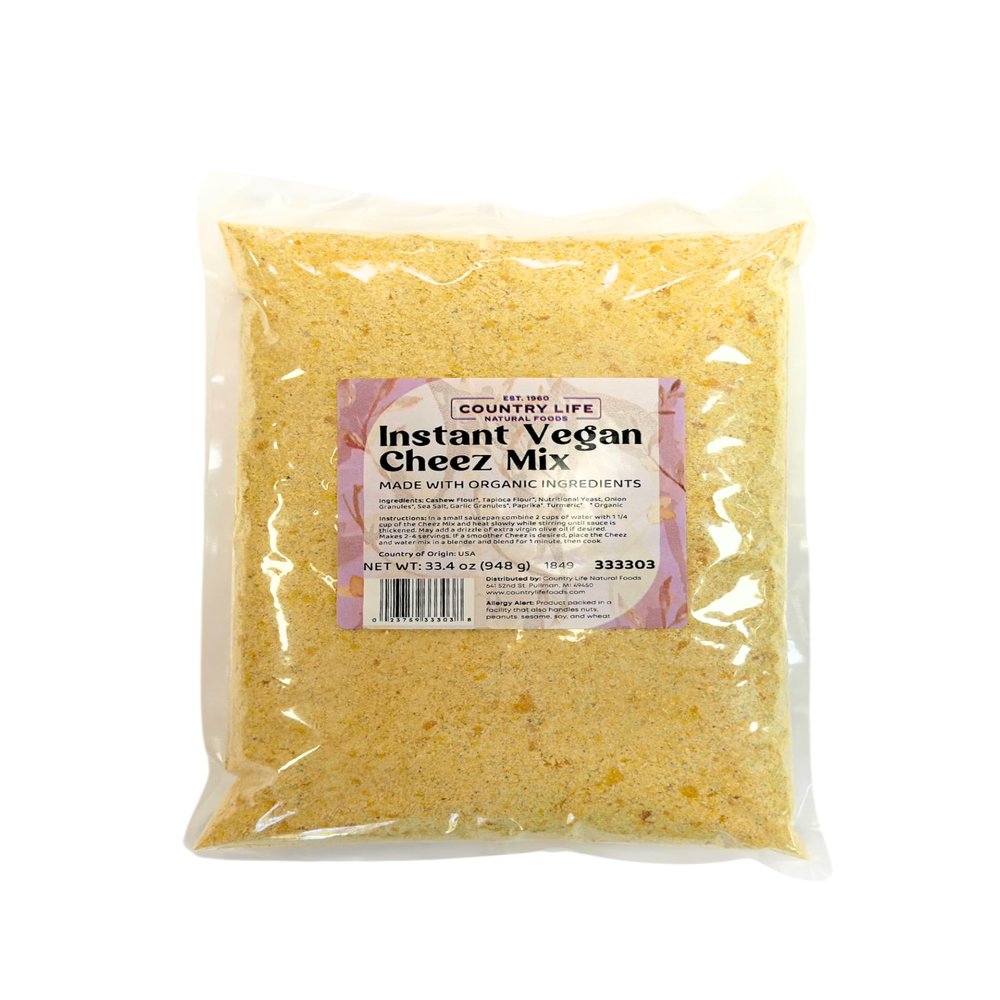 Country Life Vegan Cheez Mix, Made with Organic Ingredients, Instant, Plant-based, Cheddar Cheese Substitute Perfect for Mac&Cheese, Burgers, and Veggies 33.4 oz