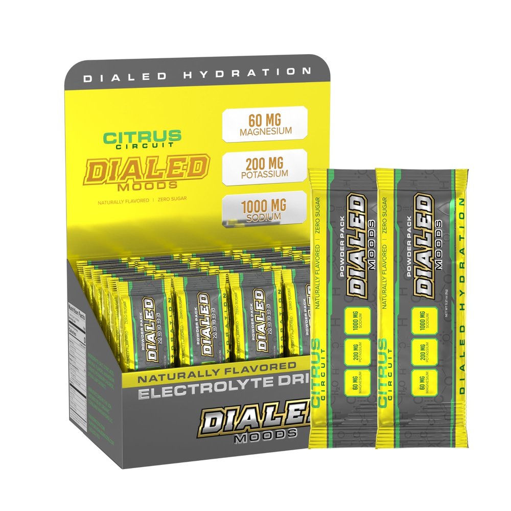 DIALED MOODS Electrolyte Powder - Citrus Circuit Electrolyte Hydration Powder Packs, Sugar-Free Hydration for Athletes, Keto, Vegan, Boost Energy & Endurance, Convenient, 30 Single Serve Packs