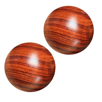 PLAFOPE 2pcs Natural Wood Massage Balls for Hand Exercise Stress Relief Hand Therapy Balls and Portable Finger Flexibility Tools for Seniors Random Grain Finish