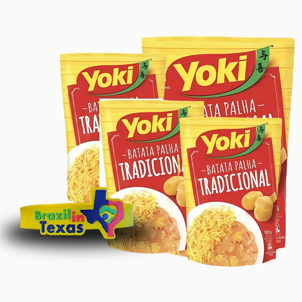 Batata Palha Brasileira Tradicional Yoki 105 g | Pack of 4 x 105g + Silicone Bracelets Souvenir | Brazil in Texas Bundle
