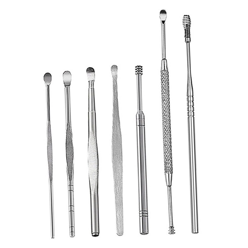BEBEMOKO 7pcs Stainless Steel Ear Wax Remover for Home Use Ear Wax Picker Tools with Storage Box