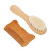 FOMIYES 2pcs Wooden Bathing Brush and Comb Set Natural Goat Hair Brush for Gentle Grooming Soft Wooden Comb for Newborns Practical Hair Care Use view 1