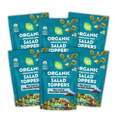 Go Raw Organic Sprouted Sea Salt & Cracked Pepper Salad Toppers, 4 oz, 6 Pack, Pumpkin & Sunflower Seeds, Keto, Kosher