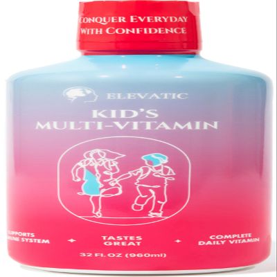 Elevatic Kids multivitamin | 32 Fl.oz (960ml) | Childrens Favourite Liquid multivitamin Formula | Ensuring Daily Essential Nutrition for Kids | Free from Allergens, Artificial Colors & Flavors
