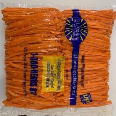 Hand-Carved Julienne Carrots, 5 lb Average Case - 400 Pieces, Fresh and Flavorful, Premium Quality, Vacuum-Sealed for Convenience - Ideal for Gourmet Presentations