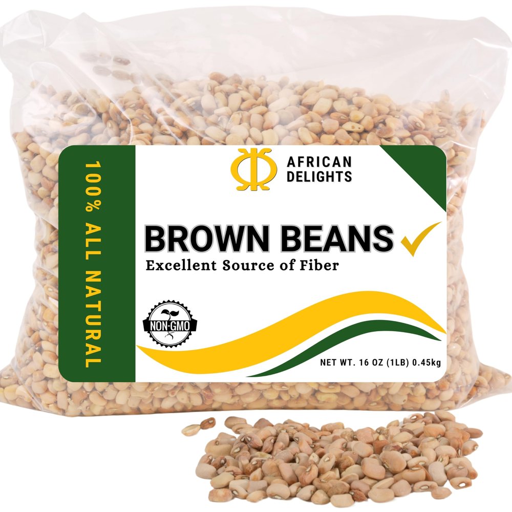 African Brown Beans, High in Fiber - Traditional Recipes - Premium Dried Cooking Beans, 1 Lb