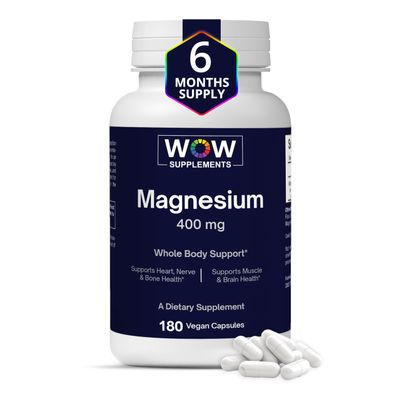 WOW Supplements Magnesium 400 mg Complex - Supplement for Men and Women - Citrate, Aspartate & Magnesium Oxide 400mg - 180 Capsules