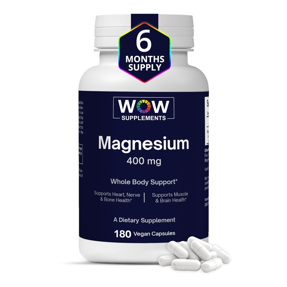 WOW Supplements Magnesium 400 mg Complex - Supplement for Men and Women - Citrate, Aspartate & Magnesium Oxide 400mg - 180 Capsules