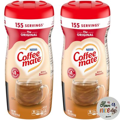 Coffee Mate Original Powdered Coffee Creamer 11 oz. 2-Pack Bundle with Basicos Coaster