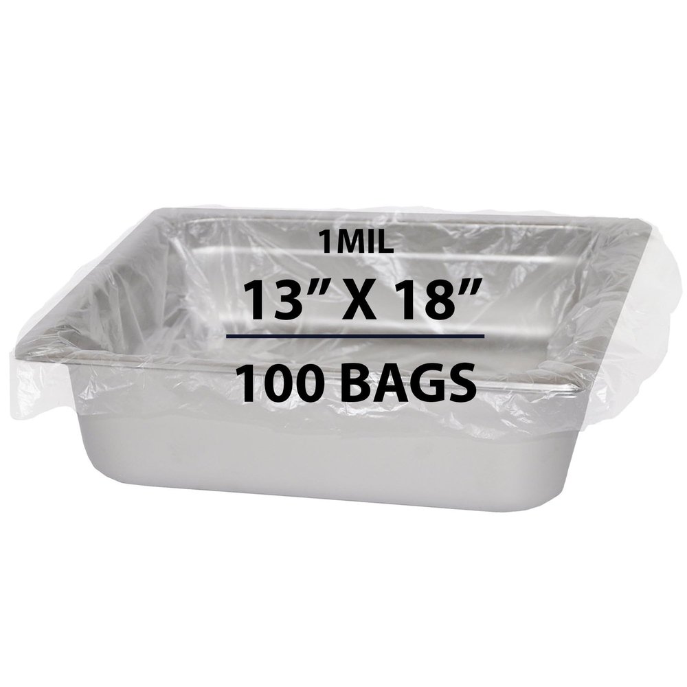 Poly Nylon Pan Liner, 1Mil 13" X 18" & 100 Bags | Polyethylene/Nylon Material, Ideal for Food Storage | Protects Oven Baking & Roasting Pans