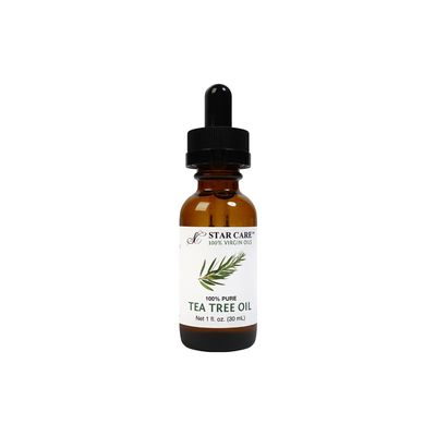 STAR CARE 100% Pure Tea Tree Essential Oil for Hair, Scalp, and Skin Care Cold Pressed Undiluted & Hexane Free Melaleuca Oil Premium Glass Bottle with Dropper, 1 fl oz (30ml)