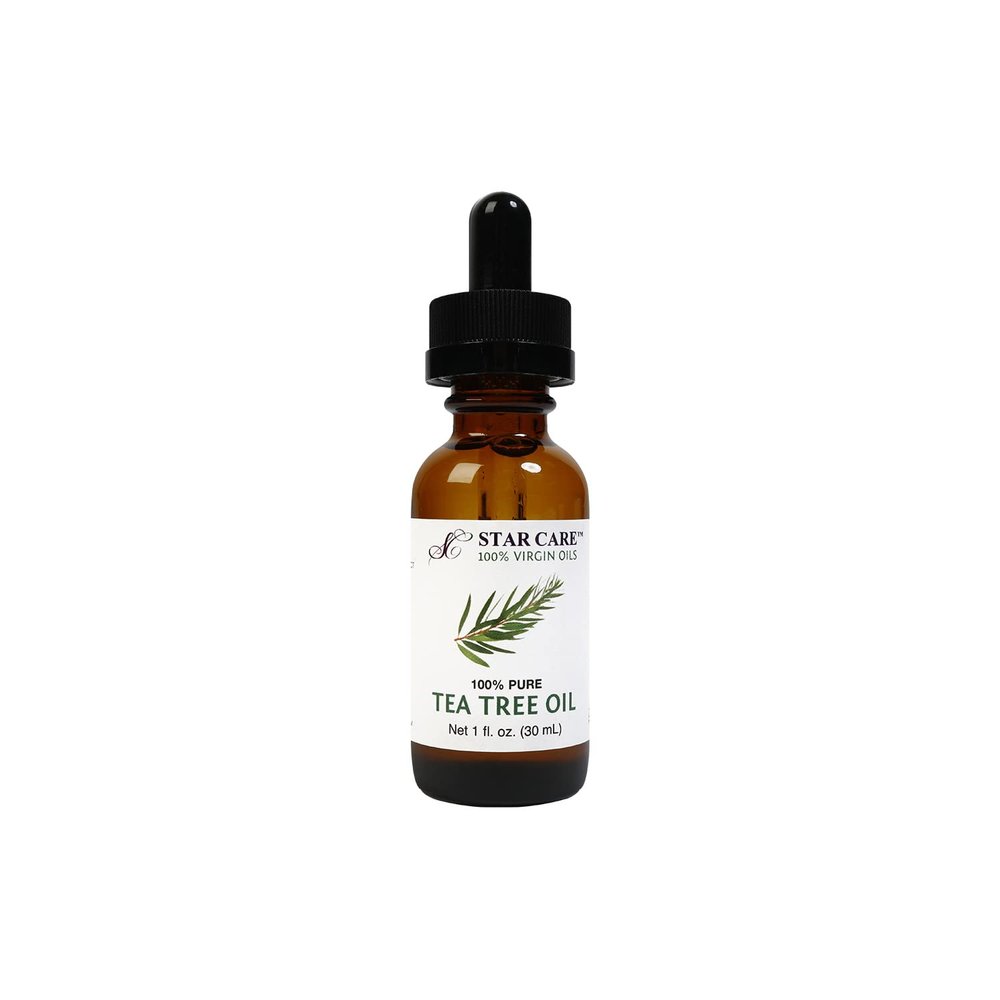 STAR CARE 100% Pure Tea Tree Essential Oil for Hair, Scalp, and Skin Care Cold Pressed Undiluted & Hexane Free Melaleuca Oil Premium Glass Bottle with Dropper, 1 fl oz (30ml)