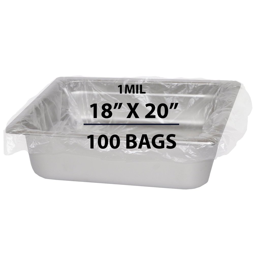 Poly Nylon Pan Liner, 1Mil 18" X 20" & 100 Bags | Polyethylene/Nylon Material, Ideal for Food Storage | Protects Oven Baking & Roasting Pans