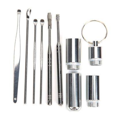 6pcs Ear Spoon, Earwax Removal Kit, pEar Wax Removal Tool kit with Storage Box, Stainless Steel Material, Suit for Kid Adult(Silver)
