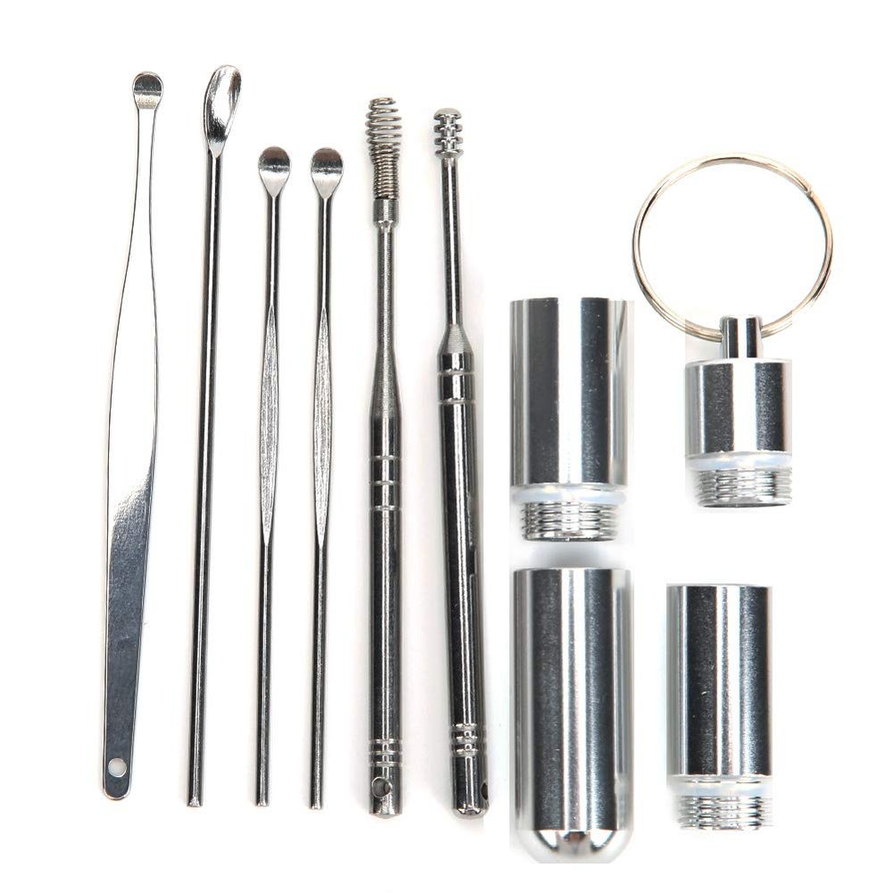 6pcs Ear Spoon, Earwax Removal Kit, pEar Wax Removal Tool kit with Storage Box, Stainless Steel Material, Suit for Kid Adult(Silver)