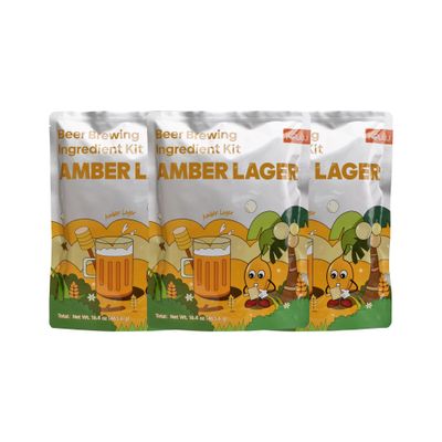 Craft Beer Brewing Ingredient Kit for One Gallon of Brew(16.1 oz), Pale Ale,. Amber Lager, Bavarian Wheat Hefeweizen, ABV:5~5.5% vol (3-Pack, Amber Lager)