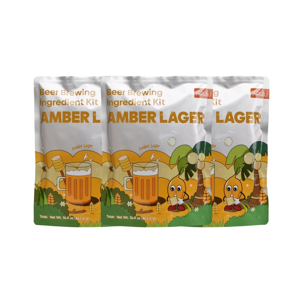 Craft Beer Brewing Ingredient Kit for One Gallon of Brew(16.1 oz), Pale Ale,. Amber Lager, Bavarian Wheat Hefeweizen, ABV:5~5.5% vol (3-Pack, Amber Lager)