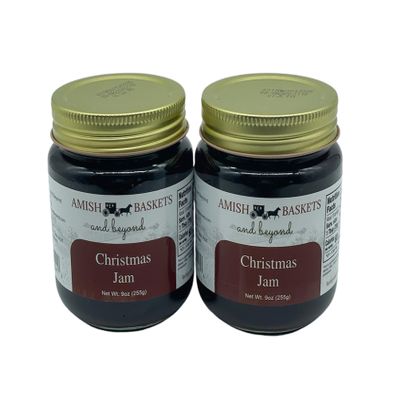 Amish Baskets Christmas Jam Non GMO Vegan All Natural - 9 oz - 2 Jars