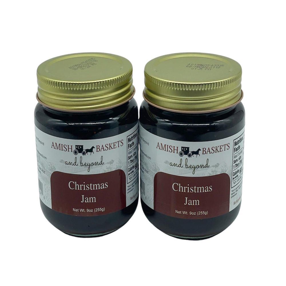 Amish Baskets Christmas Jam Non GMO Vegan All Natural - 9 oz - 2 Jars
