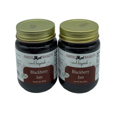 Amish Baskets Blackberry No Sugar Added Jam Non GMO All Natural - 8 oz - 2 Jars