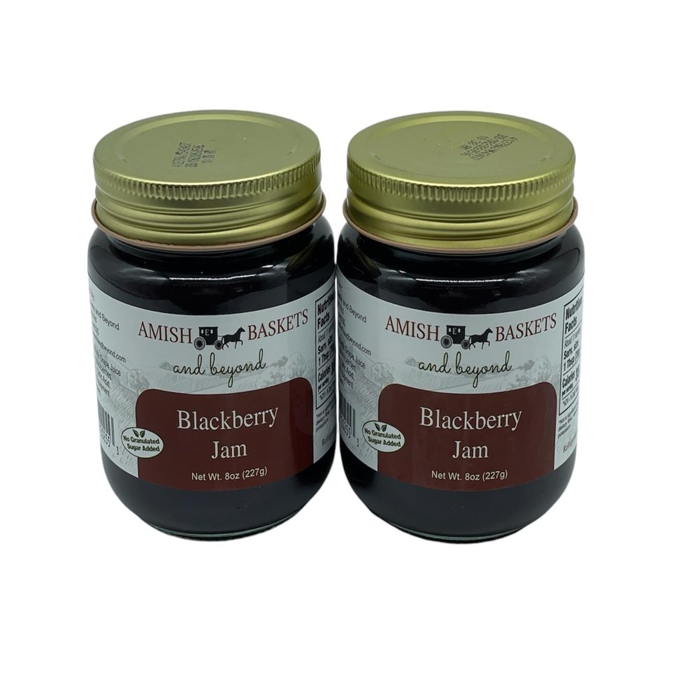 Amish Baskets Blackberry No Sugar Added Jam Non GMO All Natural - 8 oz - 2 Jars