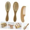 Anneome Hair Brush and Comb Set Soft Wool Bristle for Gentle Scalp Massage Wooden Comb Included Newborn Hair Care Supplies Set view 2